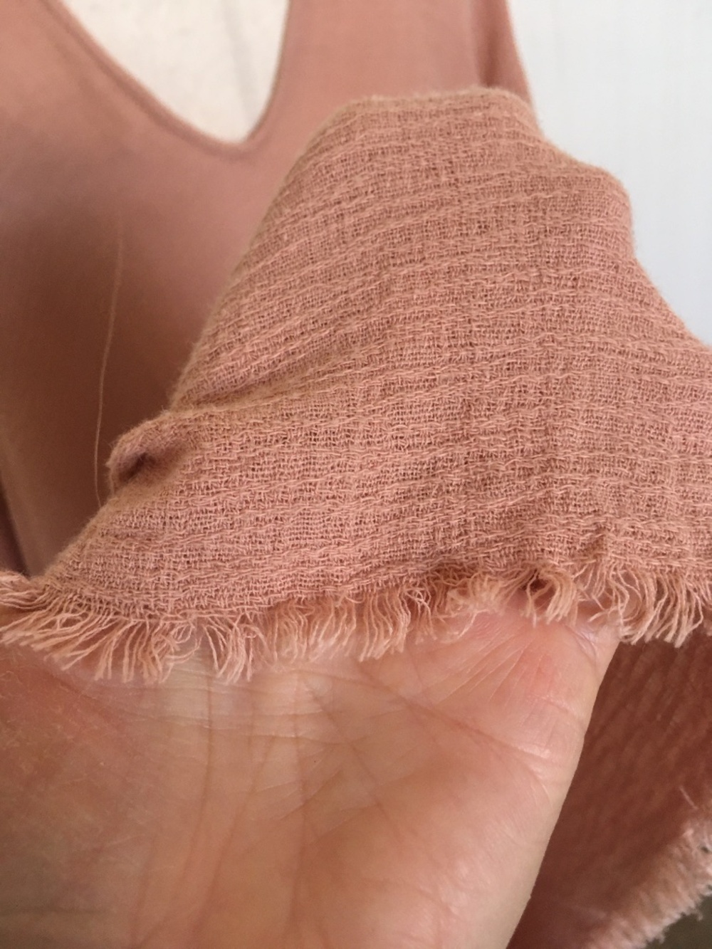$178 Eileen Fisher Organic Cotton Salmon Pink Plunging Neckline Caftan Dress - Picture 7 of 10
